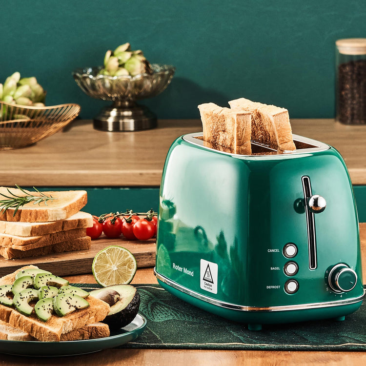 2 Slice Toaster Retro Stainless Steel with Bagel