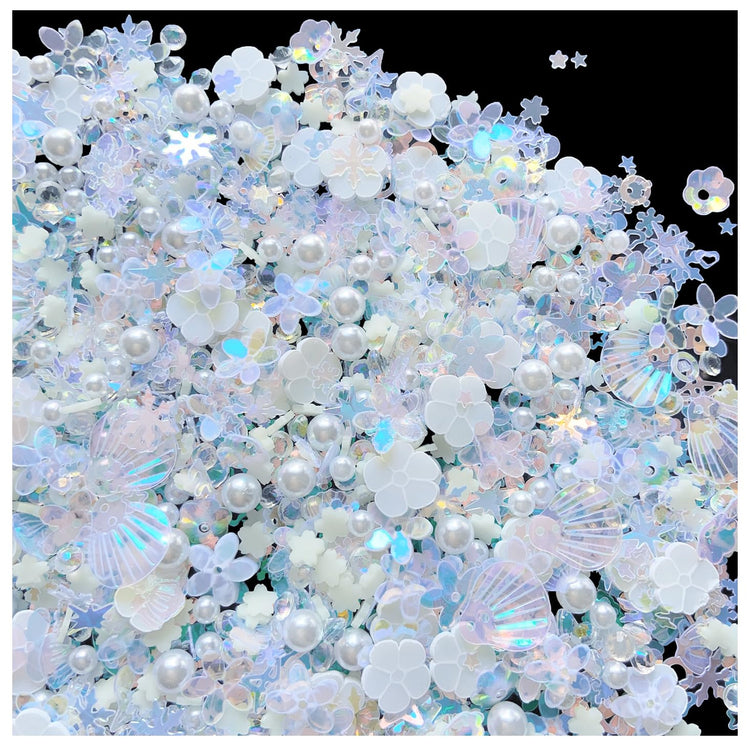 Sequins Holographic Polymer Clay Slices Nail Glitter 3D Holographic Snowflake Shell Butterfly Plum Blossom Nail Sequins Slices Polymer Clay Nail Decals for DIY Nail Decoration