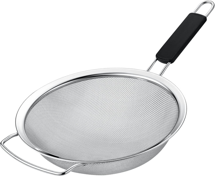 9" Large Fine Mesh Strainer with Thermo Plastic Rubber Handle