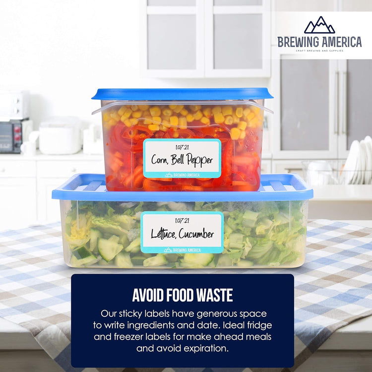 Dissolvable Food Labels for Food Containers - Made in USA - 1x2 Great for Food Prep, Pantry, Canning, Freezer, Mason Jar Storage, Bottles and Rotation– No Scrubbing, No Residue - Teal