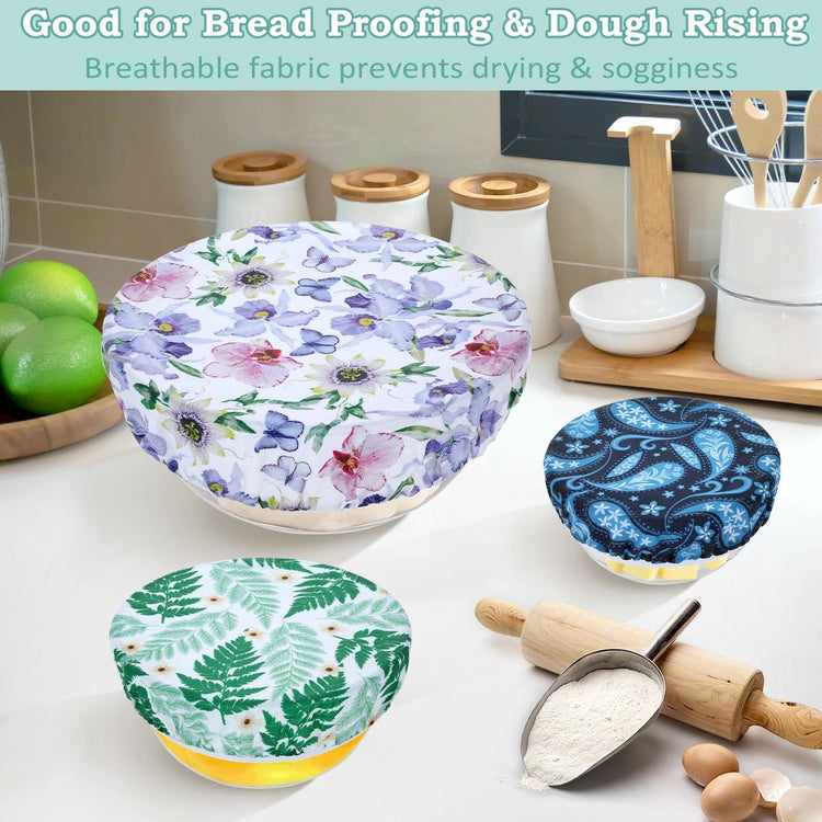 5Pcs Reusable Beeswax Elastic Bowl Covers for Bread Proofing and Food Cover (5 Count)