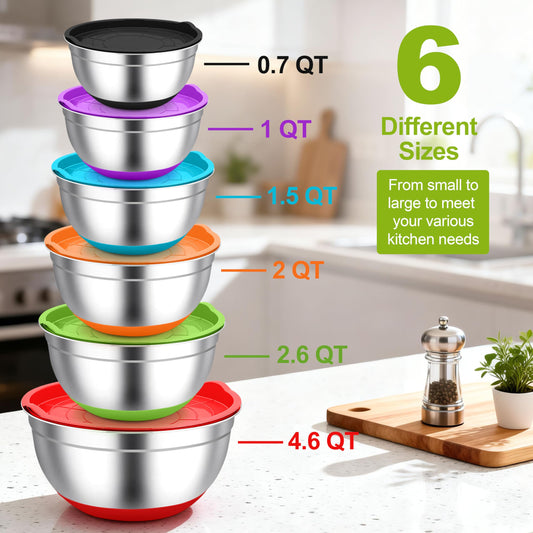 Mixing Bowls Stainless Steel Salad Bowls with Lids