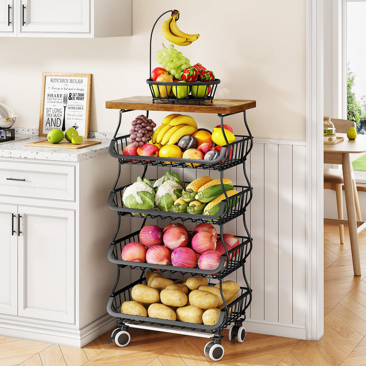 5 Tier Fruit and Vegetable Basket Stand for Kitchen