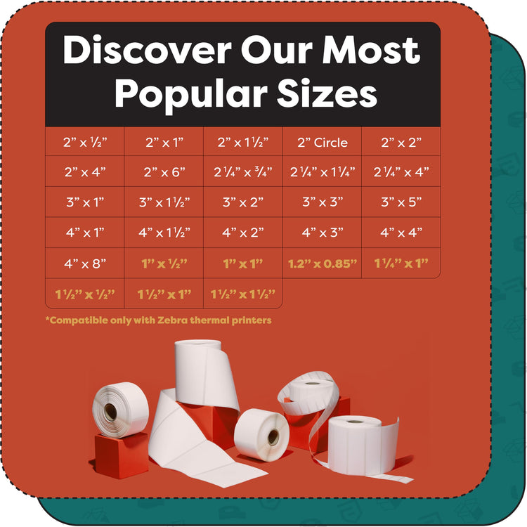 2" X 0.5" Direct Thermal Printer Labels