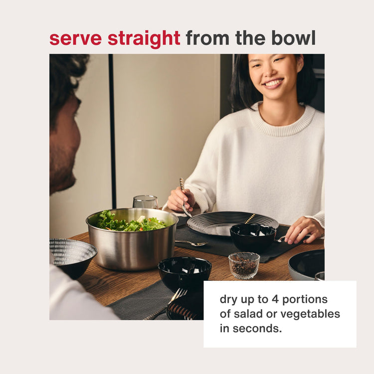Easy Spin Salad Spinner Stainless Steel Small