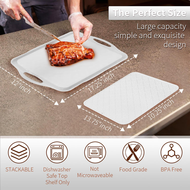 Large White Melamine Serving Tray with Handles (2 Count)
