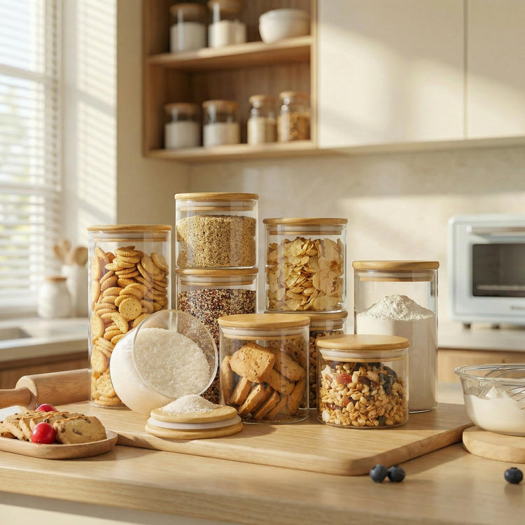 21 oz Glass Jars with Bamboo Lids (4 Count)