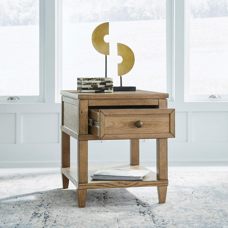 Sharlance Wood End Table with Charging Station