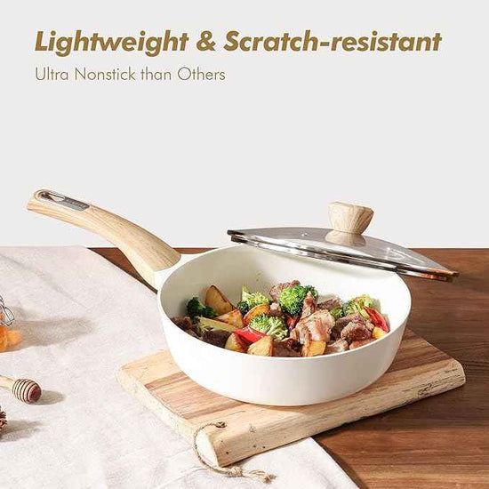 SENSARTE Ceramic Cookware Sets, Pots and Pans Set Non stick, Granite Induction Cookware, Non toxic Healthy Non Stick Kitchen Cooking Set, with Frying Pans Set, PFAS PTFE PFOA PFOS Free,14 Pcs