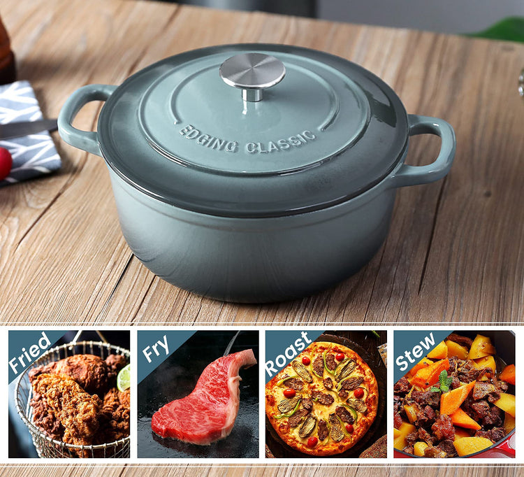 Enameled Cast Iron Covered 5.5 Quart Dutch Oven with Dual Handle