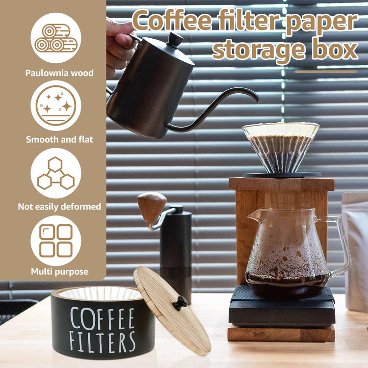 Wooden Coffee Filter Holder & Storage Organizer