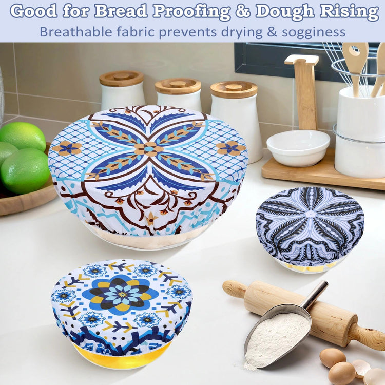 5Pcs Reusable Beeswax Elastic Bowl Covers for Bread Proofing and Food Cover (5 Count)