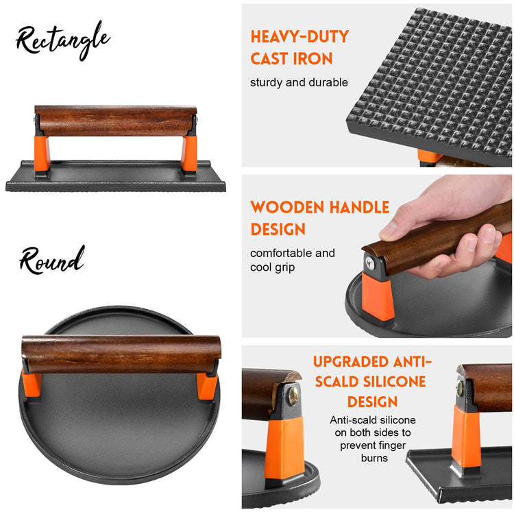 Cast Iron Burger Press Kit