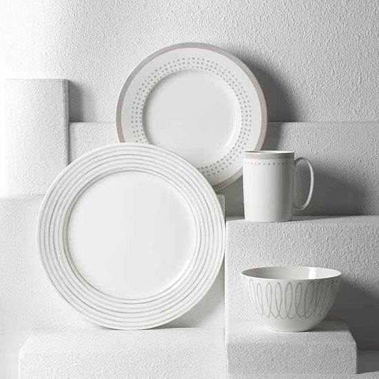 Kate Spade New York Charlotte Street West 16-Piece Dinnerware Set, 15.75 LB, Taupe/Grey