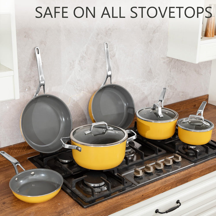Yellow 10 Piece Ceramic Cookware Set