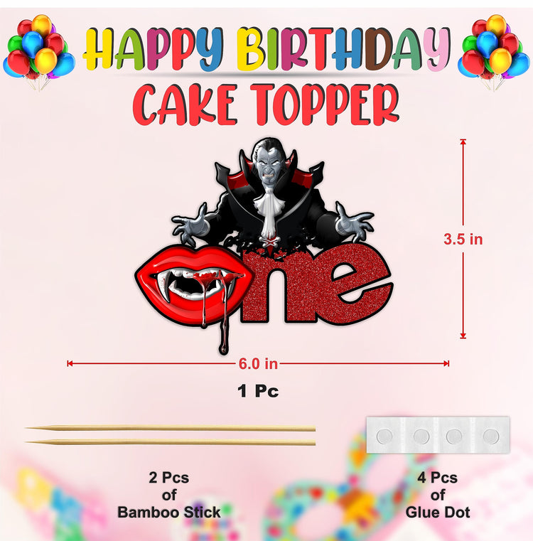Vampre One Cake Topper with Spooky Fantasy Gothic Theme Design