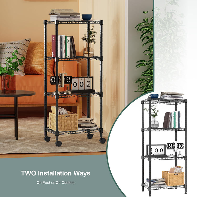 4 Shelf Adjustable Heavy Duty Steel Wire Rack (4 Count)
