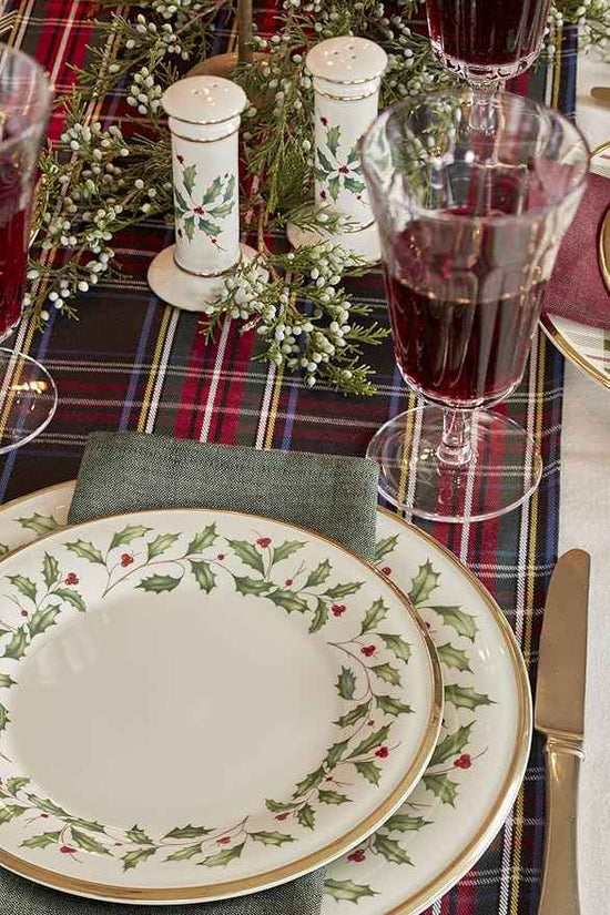 Lenox 894963 Holiday Plaid 12-Piece Dinnerware Set, Red & Green, Christmas, Hosting