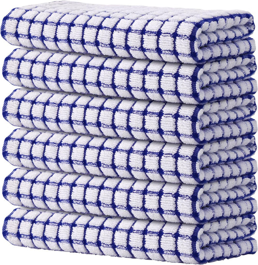 Kitinjoy Cotton 6 Pack Terry Kitchen Towels, 16 x 25 Inches Super Soft and Absorbent Dish Towels, Quick Drying Hand Towels for Kitchen Drying, Blue - Nestoria