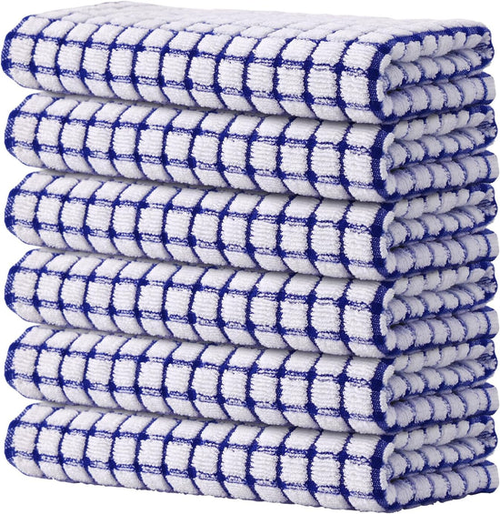 Kitinjoy Cotton 6 Pack Terry Kitchen Towels, 16 x 25 Inches Super Soft and Absorbent Dish Towels, Quick Drying Hand Towels for Kitchen Drying, Blue - Nestoria
