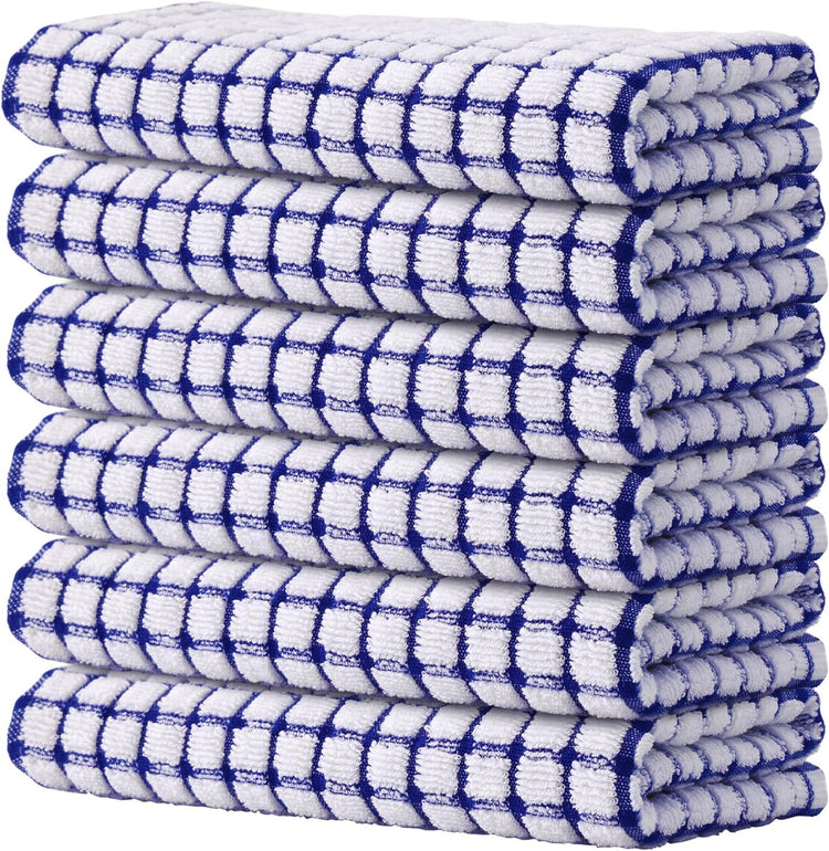 Kitinjoy Cotton 6 Pack Terry Kitchen Towels, 16 x 25 Inches Super Soft and Absorbent Dish Towels, Quick Drying Hand Towels for Kitchen Drying, Blue - Nestoria