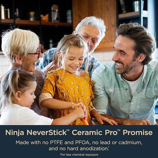 Ninja Ceramic Pro 11-Piece Cookware Set, Non-Stick Pots & Pans Set with Glass Lids, Nontoxic, PTFE Free, Ceramic Coated, Oven Safe, All Stovetops & Induction Compatible, Midnight Blue, CW39011MM