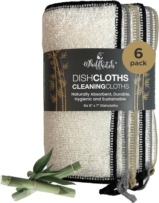 Whiffkitch Dishcloths & Dish Towels for Kitchen - Reusable, Hygienic, Quick Drying, Durable Kitchen Washcloth, Absorbent, Scrub-Non-Scratch, 6x7 Inches Neutral Color, 6 Pack - Nestoria