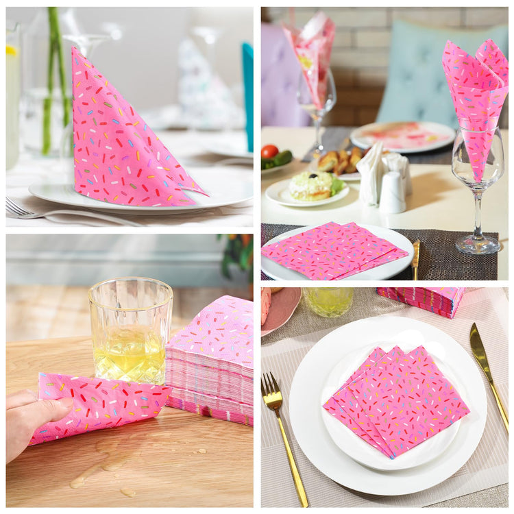 100 Pcs Sprinkles Donut Napkins Birthday Party (100 Count)