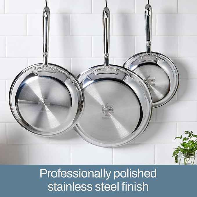 All-Clad D3® Stainless Steel 7 Piece Cookware Set- Made in USA- Includes Frying Pans, Saucepan, Sautépan, Stockpot - Professional Grade -Oven Safe & Induction Compatible