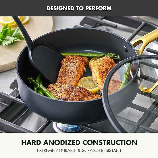 GreenPan Nonstick Reserve Pro 10 Piece Cookware Set, NSF Certified Ceramic, Hard Anodized PFAS-Free Pots & Pans Set with Lids, Stainless Steel Handles, Oven & Dishwasher Safe, Black