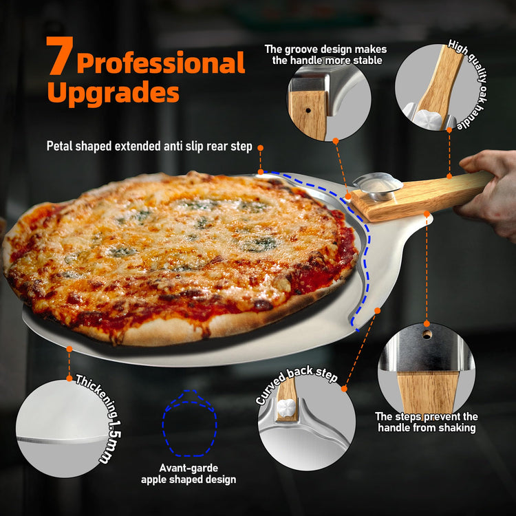 Pizza Peel 12 Inch Apple Shaped Aluminum Paddle