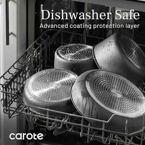 CAROTE 20pcs 4-Ply Premium Hard Anodized Pots and Pans Set Non Stick with Detachable Handle, Dishwasher/Oven Safe, RV Kitchen Cookware Set Nonstick, Induction Cookware, Large Capacity Pans and Pot Set