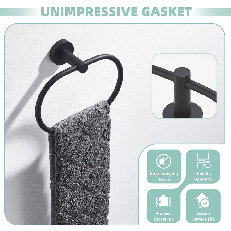 Matte Black Oval Towel Ring