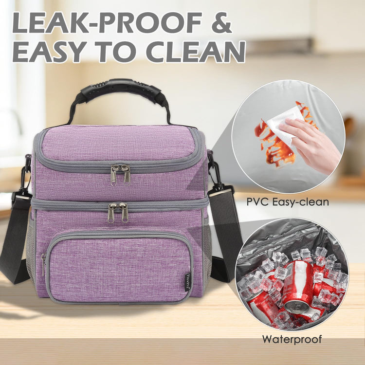 Double Layer Cooler Insulated Lunch Bag Adult Lunch Box Large Tote Bag for Men (2 Count)