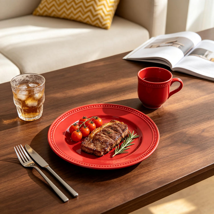 HomeVSS 16 Piece Pearl Dots Stoneware Dinnerware Set