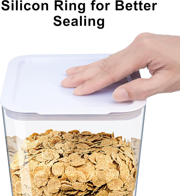 Cereal Dispenser Countertop, Cereal Containers Storage, 5L Organization and Storage Containers for Kitchen, Snack Dispenser for Rice, Grains, Nuts, Dry Food, Oatmeal, Pet food, White, 3Pc