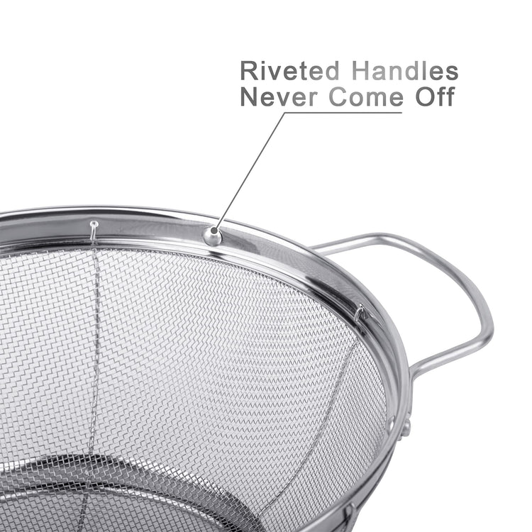 3 Pack 18 8 Stainless Steel Colander Sieves (3 Count)