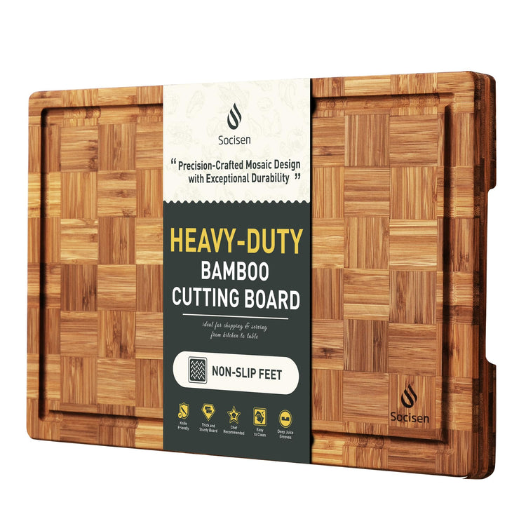 Bamboo Cutting Board 17'' Wood Cutting Boards for Kitchen Wooden Non Toxic