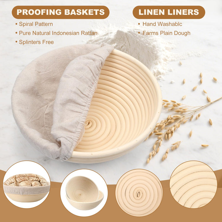 Banneton Bread Proofing Basket Set of 4PCS 6 Inch Mini Round Sourdough Dough Proofing Bowls for Sour Dough Bread Baking Supplies