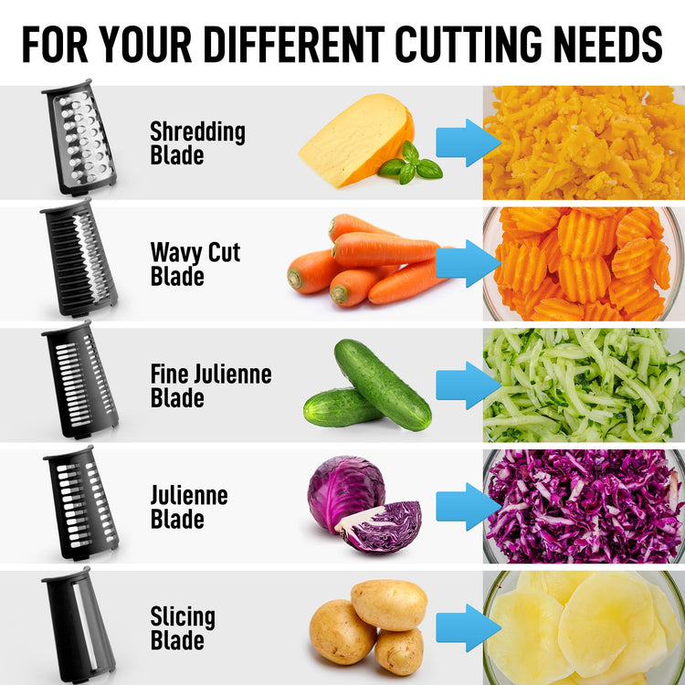Rotary Cheese Grater 5 Blade Cheese Shredder