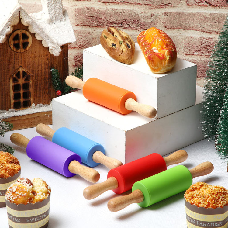 10 Pcs 9 Inch Mini Rolling Pins Kids with Wooden Handle