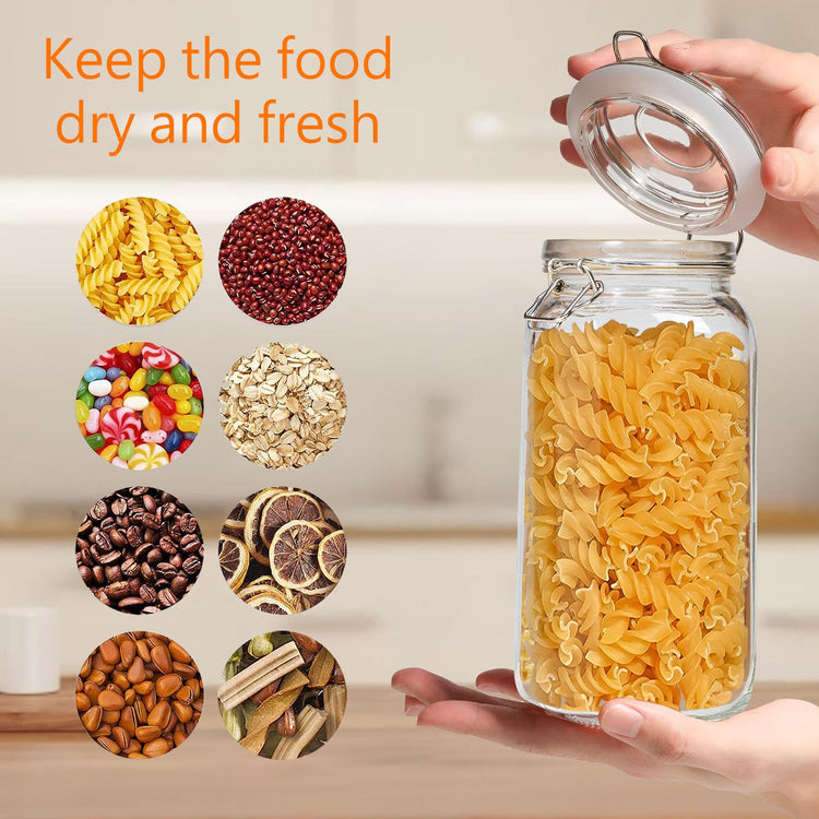 78oz Square Glass Food Storage Jars Storage Container with Clear Preserving Seal Wire Clip Fastening for Kitchen Canning Flour (3 Count)