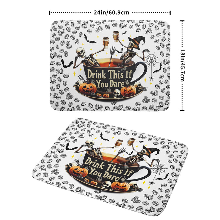 Skull Dead Coffee Mat Funny Dish Drying Pad for Kitchen Counter Absorbent Coffee Bar Accessories 18 X 24 In