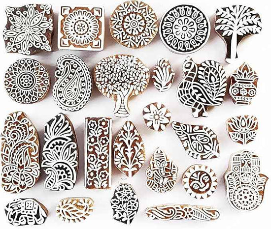 Royal Kraft Assorted Wooden Block Printing Stamps (Set of 25) Bulk01_25C