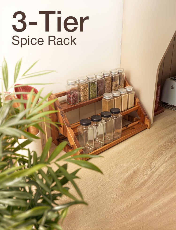 Acacia Wood Spice Rack for Countertop