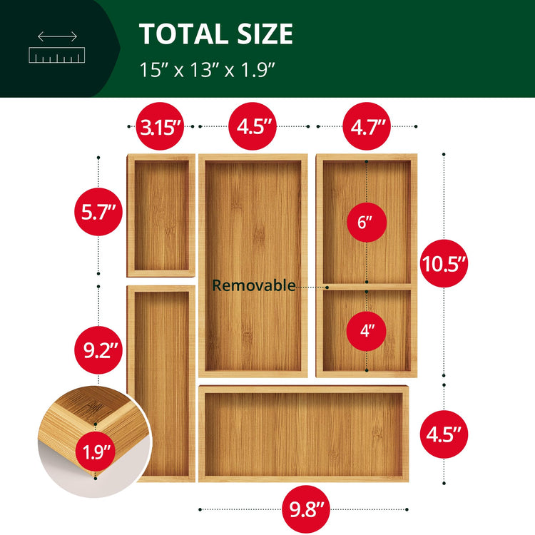 Premium Carbonized Bamboo Decorative Boxes (5 Count)