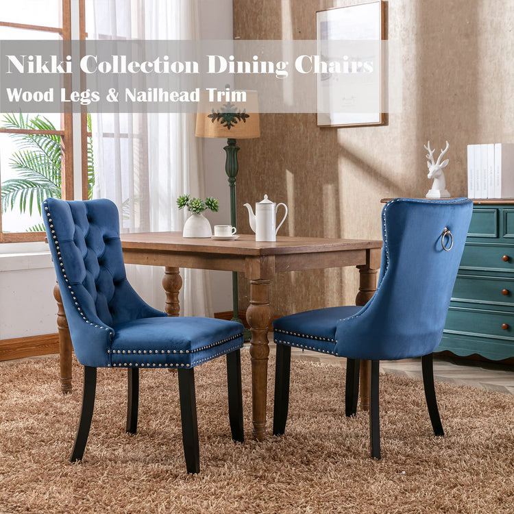 Blue Velvet Dining Chairs Set of 2 (2 Count)