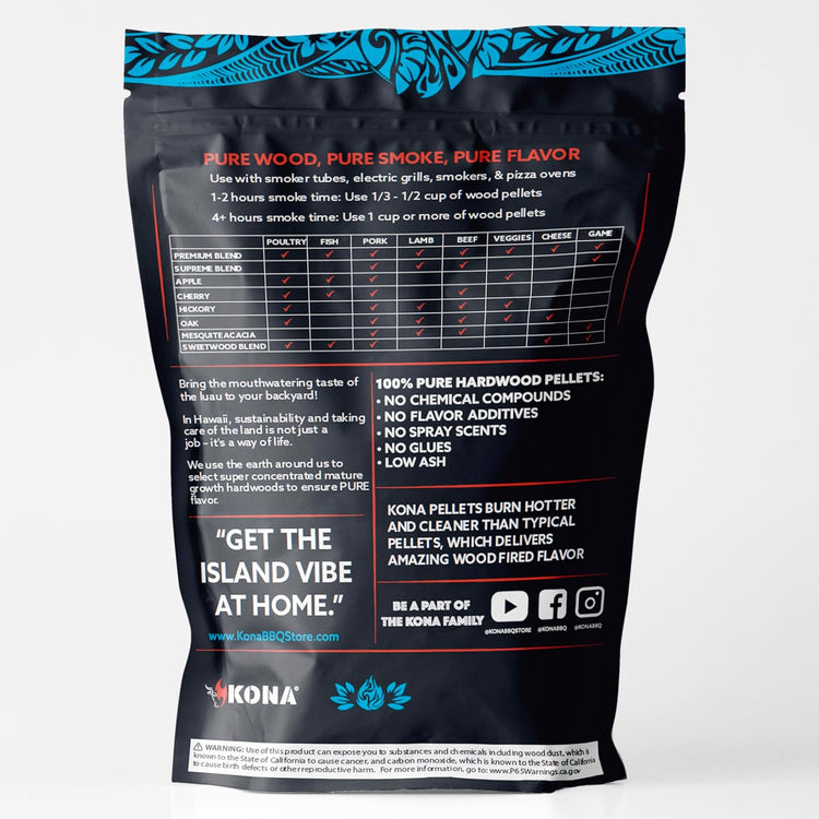 Kona Sweetwood Blend Wood Pellets - Concentrated, Pure, Old Growth Hardwood Grilling Pellets - for BBQ, Smoker Tubes, Grills - 8 lbs Sweet Thin Blue Smoke