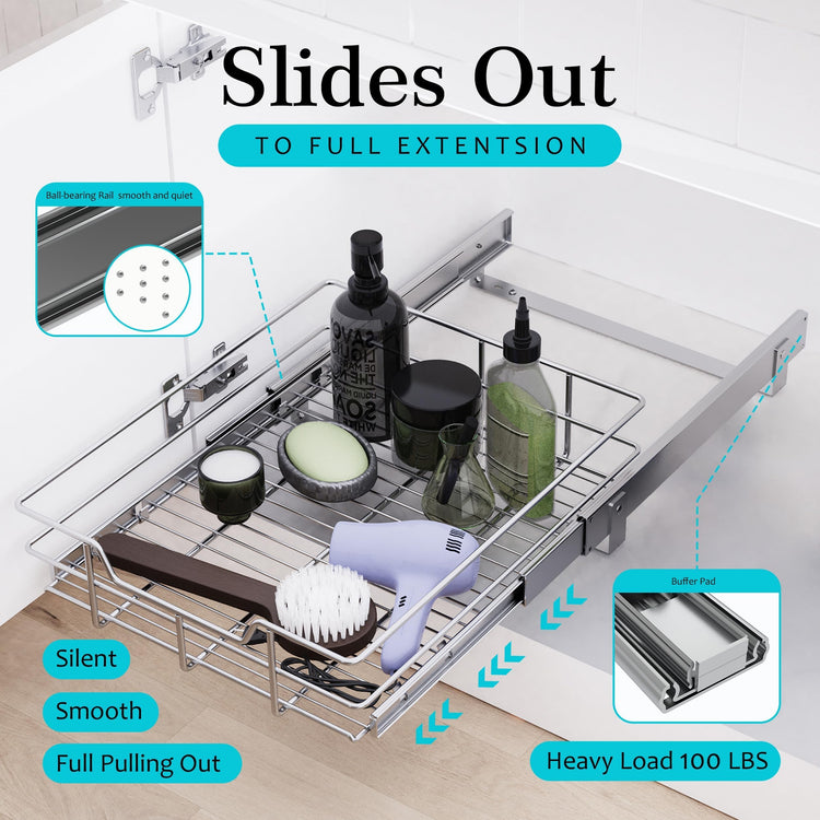 Pull Out Cabinet Organizer 11" W X 22" D
