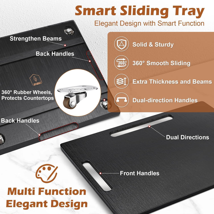 Appliance Slider for Kitchen Appliances 360° Rolling Sliding Tray for Coffee Maker Countertop